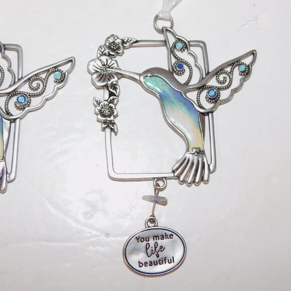 Set 2 GANZ Trust Your Wings Hummingbird inspirational Window Ornaments - Picture 3 of 6